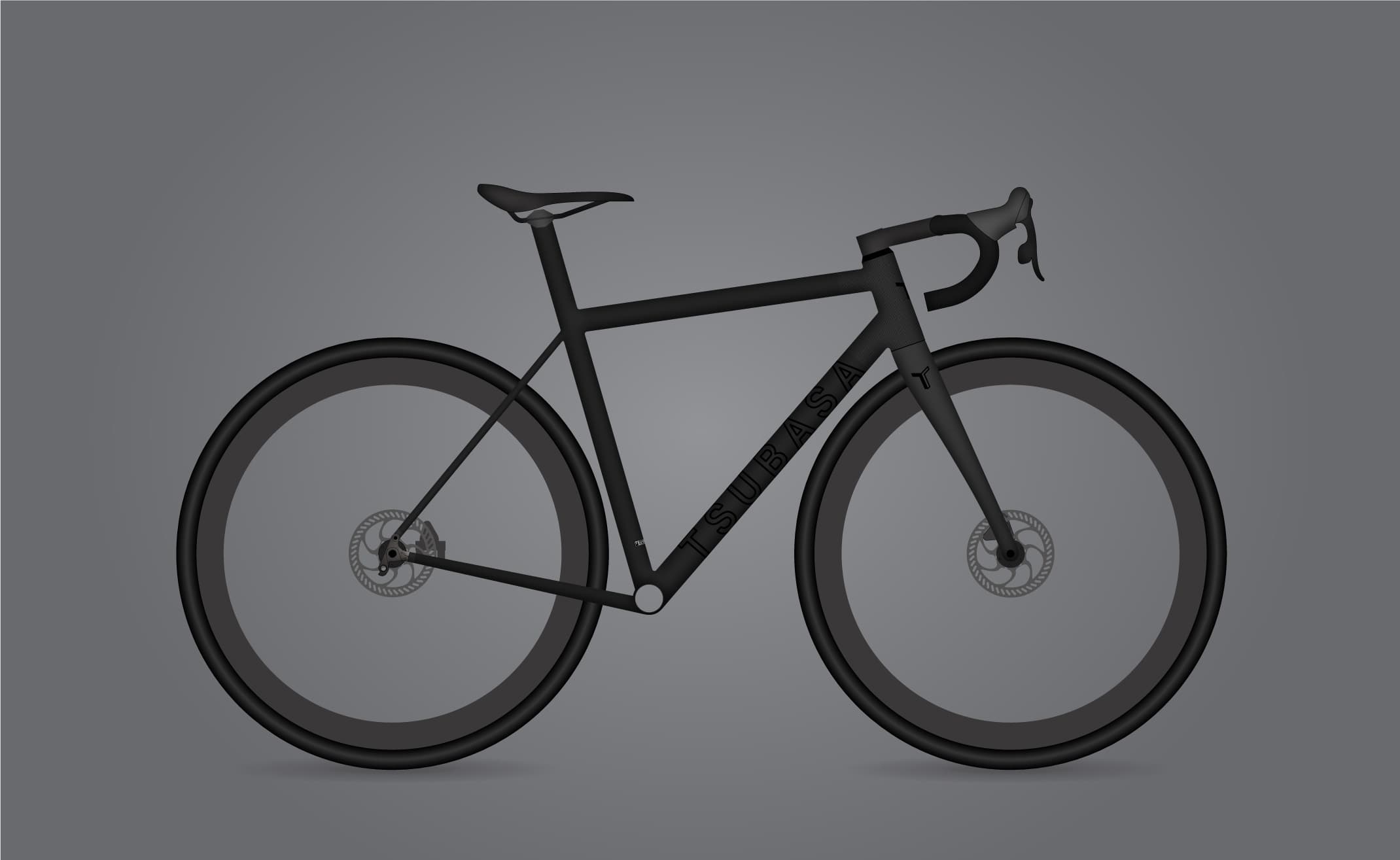 The Tsubasa Raven frameset in black, built up, side on — a paint preview